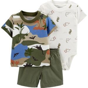 Baby Boy 3-Piece Dinosaur Short Set
